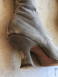 c. 1910s-1920s Grey Suede Boots | Approx Sz 5