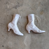 c. 1910s-1920s White Boots | Approx Sz. 7.5-8