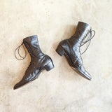 c. 1910s Black Lace Up Boots | Approx Sz 7.5-8