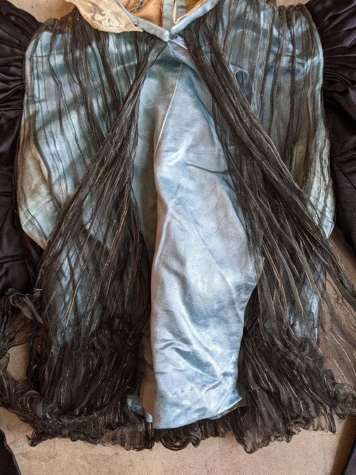 1890s Black + Blue Silk Bodice | Study + Display