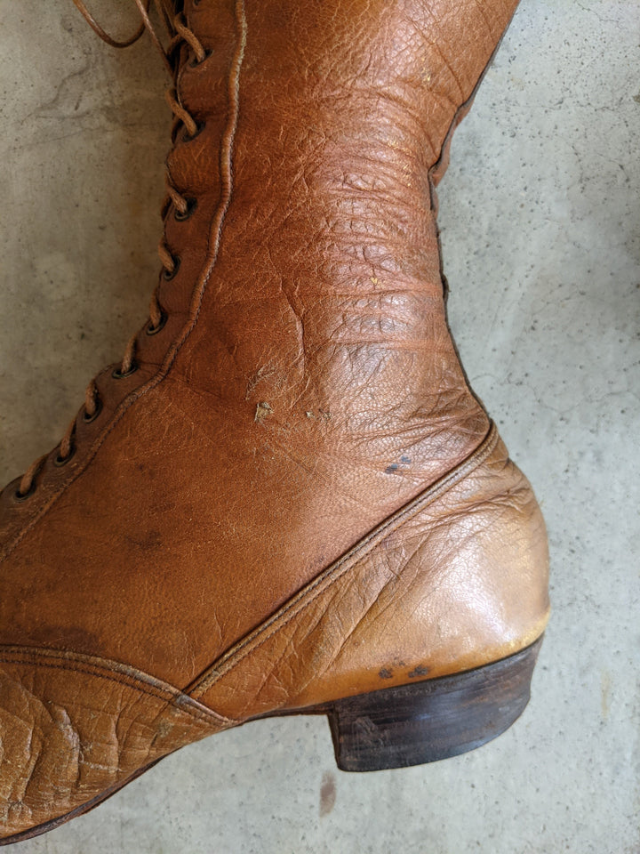 c. 1890s Brown Lace Up Boots | Approx Sz. 7