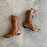 c. 1890s Brown Lace Up Boots | Approx Sz. 7