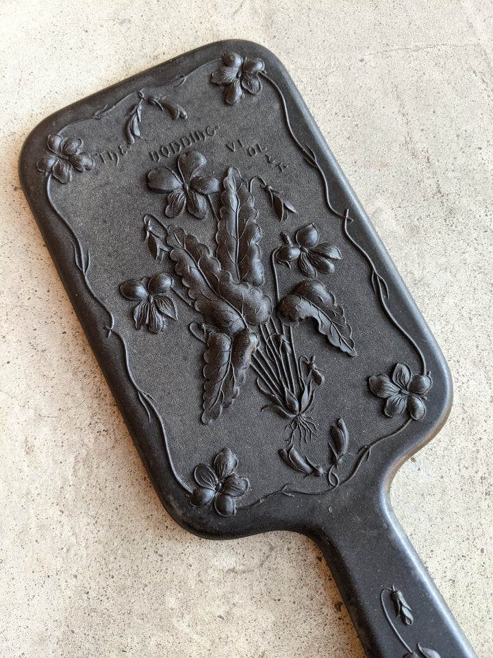 19th c. "Diatite" Hand Mirror - "The Nodding Violet"