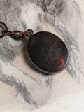 19th c. Tortoise Shell Locket + Chain