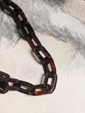 19th c. Tortoise Shell Locket + Chain