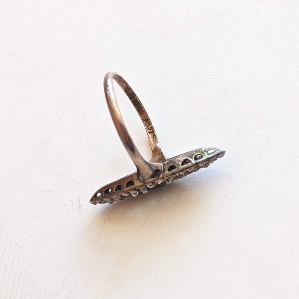 c. 1890s-1900s 14k Gold Emerald Diamond Ring