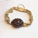 19th c. 14k Gold Bohemian Garnet Bracelet