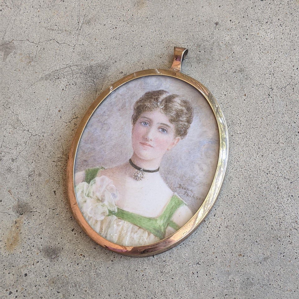 1930s Hand Painted Miniature Portrait