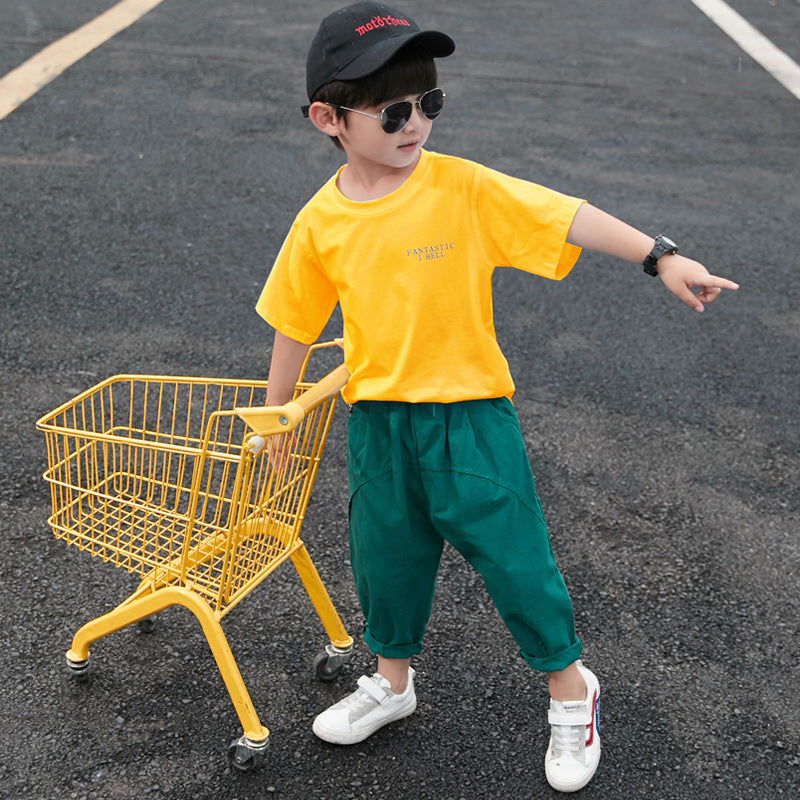 Boys Summer Outfit Set – Cotton Cartoon Short Sleeve Kids Two-Piece Clothing