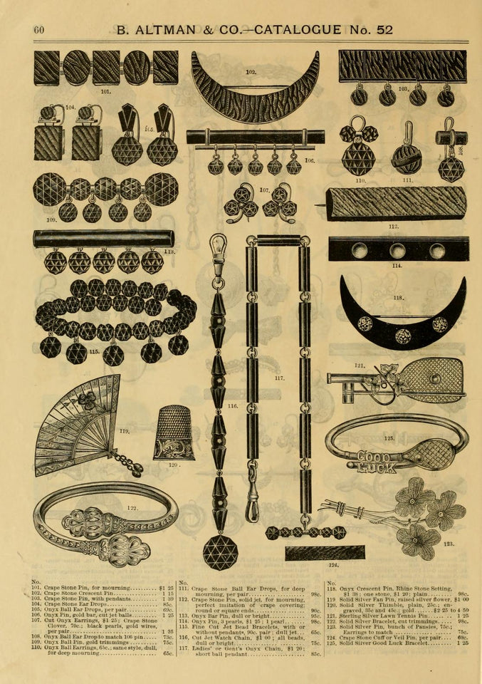 1889 French Jet "Crepe" Earrings