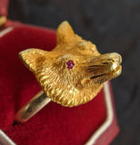 Victorian 19k Gold Fox on 14k Band