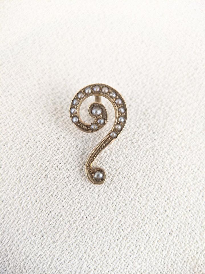 Art Nouveau 10k Gold Question Mark Pin