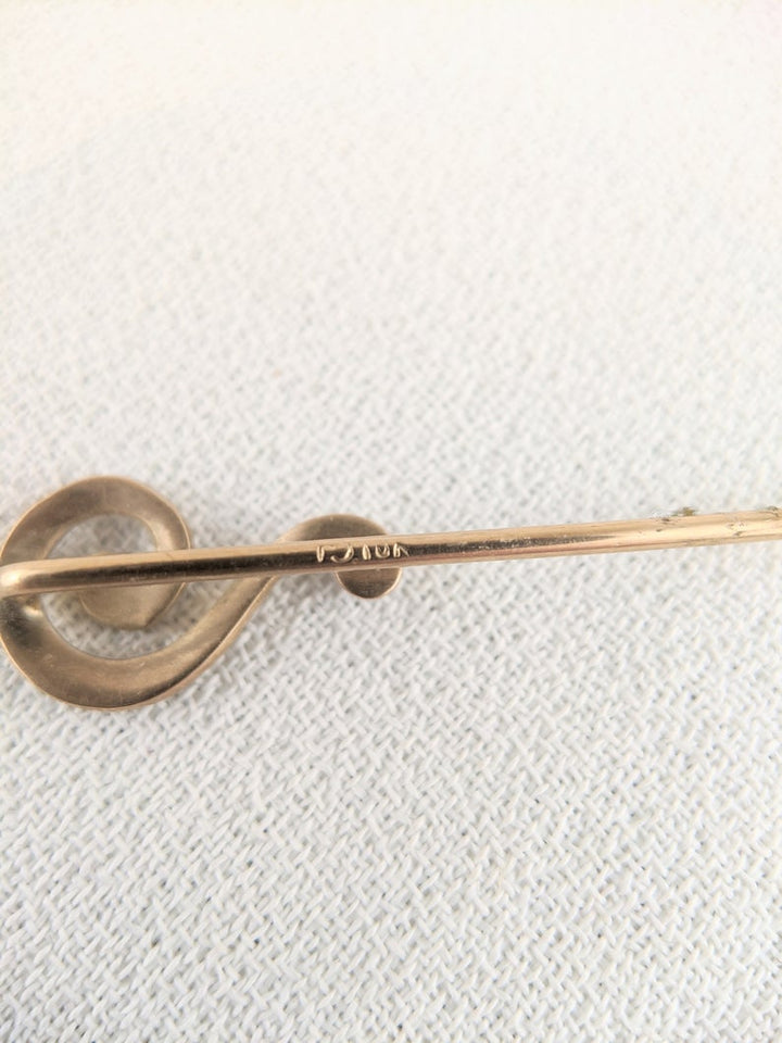 Art Nouveau 10k Gold Question Mark Pin