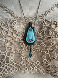 Art Deco Sterling Silver Guilloche Enamel Perfume Bottle Necklace