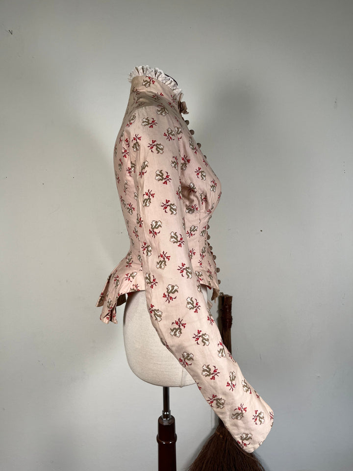 c. 1880s Cotton Sateen Printed Bodice