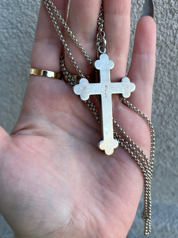 Reserved | Silver Scottish Agate Cross Necklace